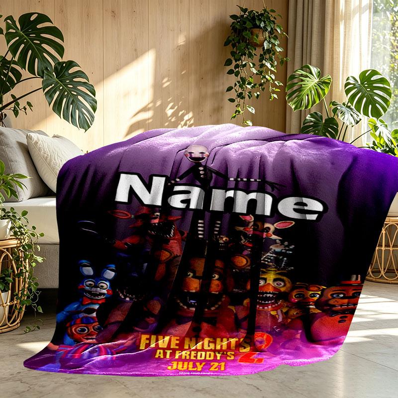 Custom Name Personalized Five Nights at Freddy's Print Blanket, Home Decor, Bedroom, Sofa, Camping, Couch, Gifts for Birthday Christmas