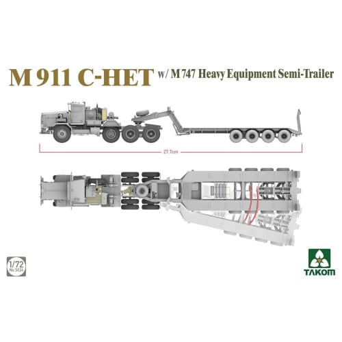 TAKOM 1/72 Scale M911 C-HET Tank Transporter/M747 Heavy Equipment Semi-Trailer Plastic Model Kit TKO5024 (Military Vehicle)