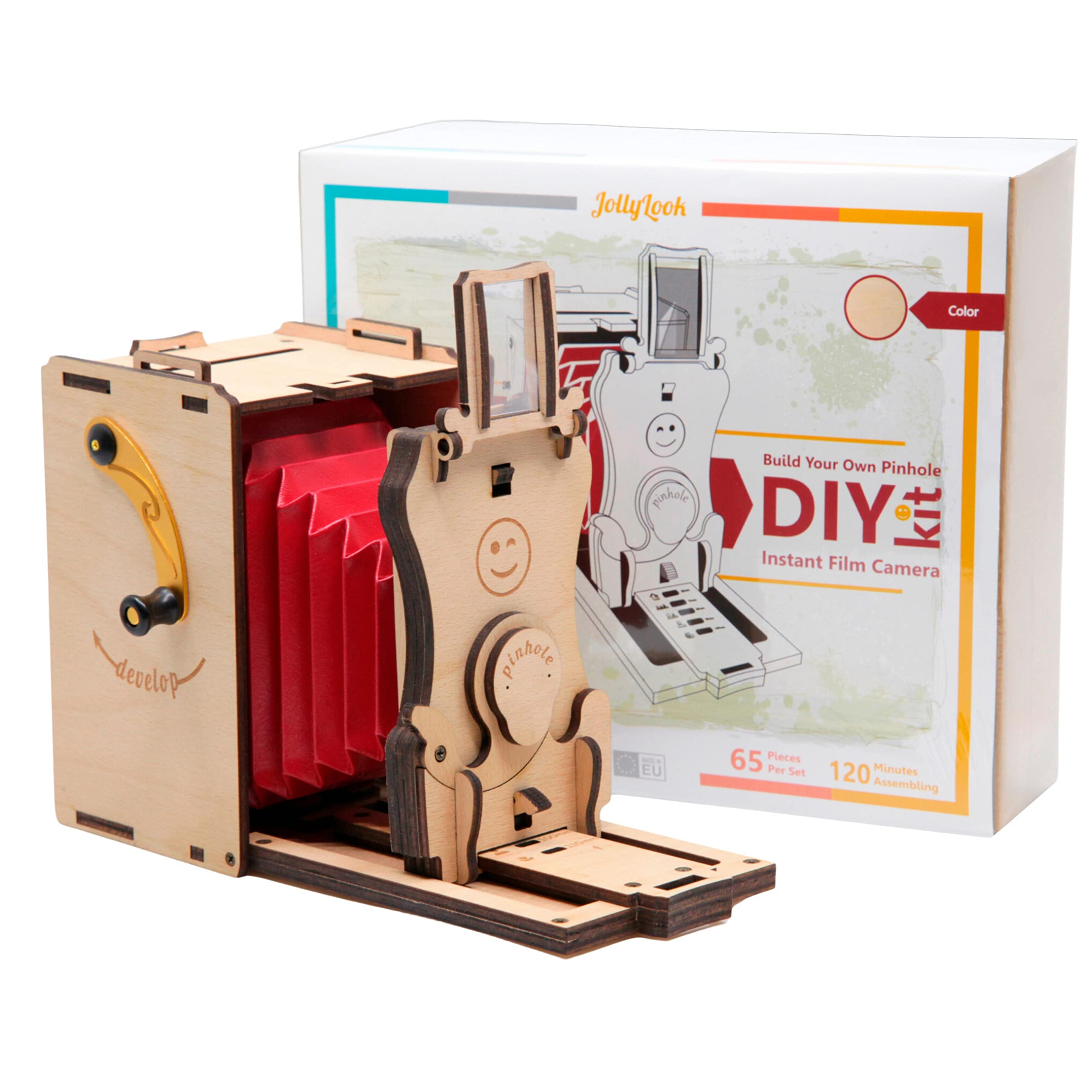 JollyLook Pinhole Mini Instant Film Camera DIY Kit Natural Wood JLK002