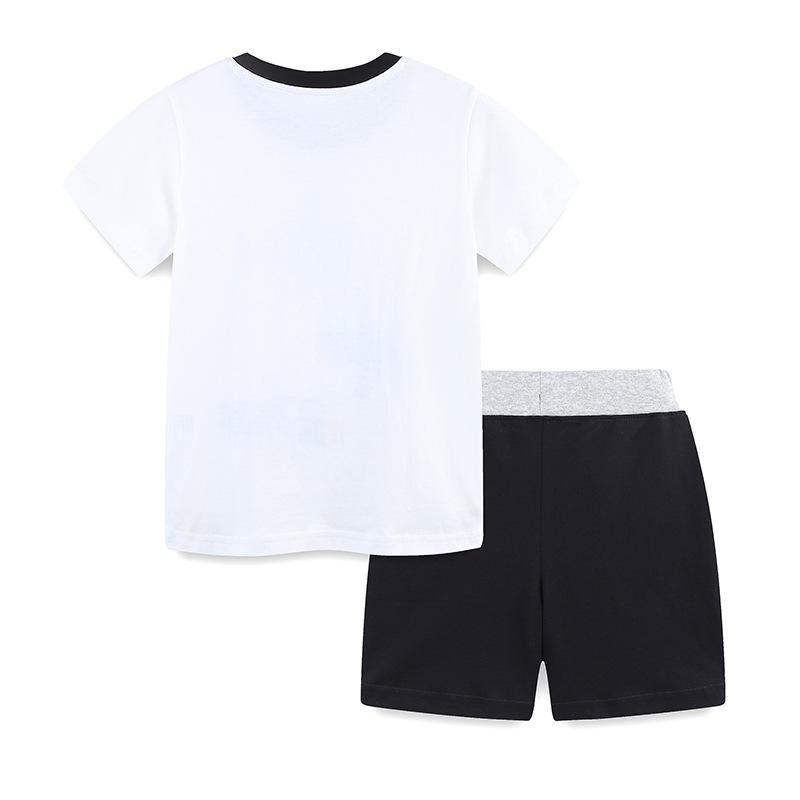 Jungen kurzarm Set Sommer neues Kinder Set Gestrickte Baumwolle Rundhals bedrucktes zweiteiliges Set für Kinder