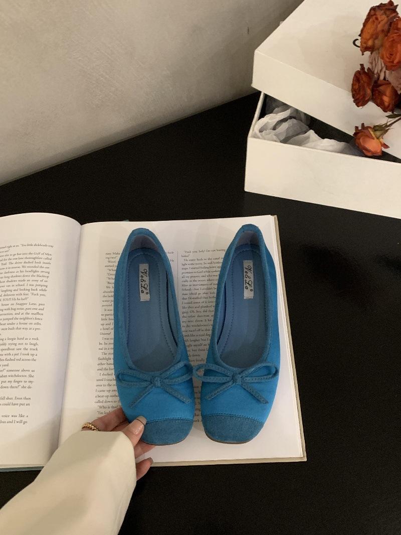 

Нежные вечерние туфли на плоской подошве Fairy wind женские туфли 2024 года, новые весенне-летние французские серебристые одинарные туфли женские балетки 40 синий