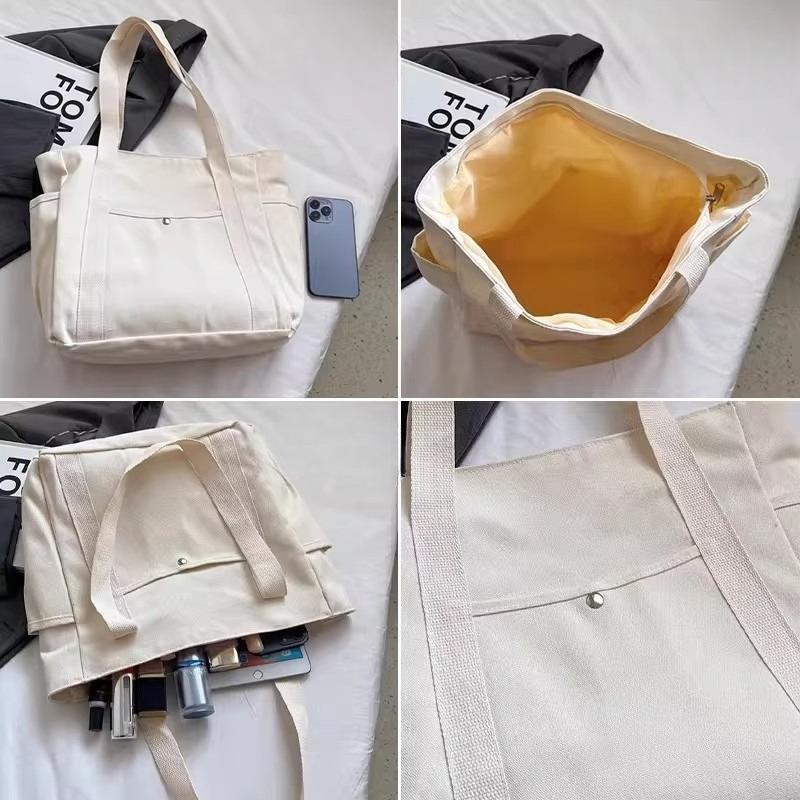 Large Capacity Canvas Tote Bags for Work Commuting Carrying Bag College Style Student Outfit Book Shoulder Bag
