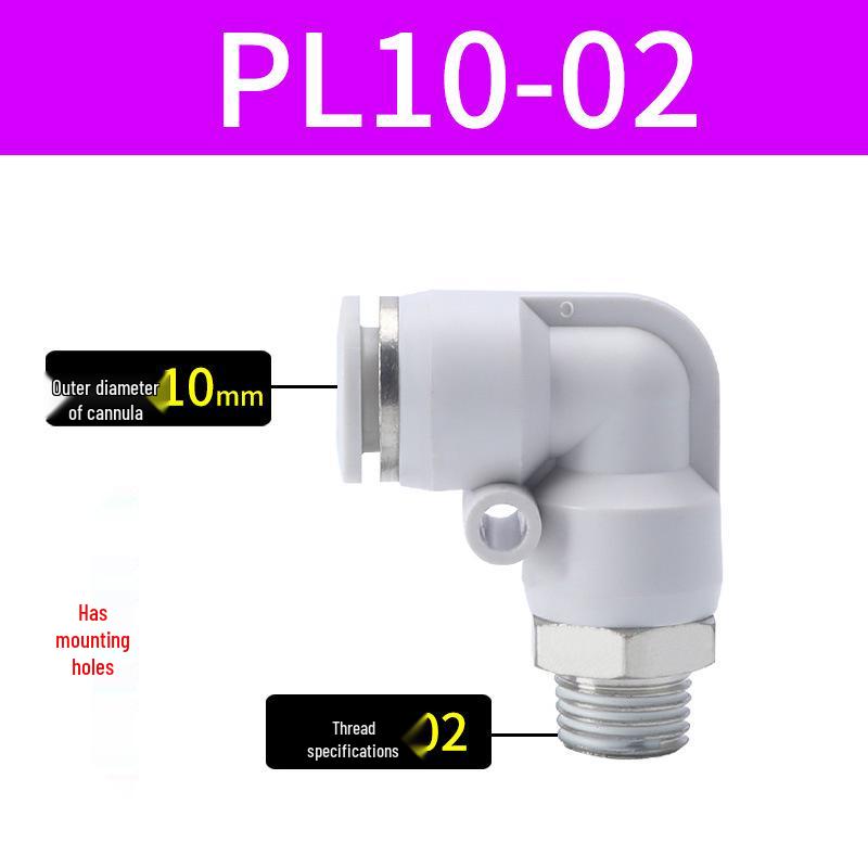 Premium White Male Thread Elbow PL8-02 Pneumatic Connector, 4-M5/6-01/10-03/12-04 Air Tube