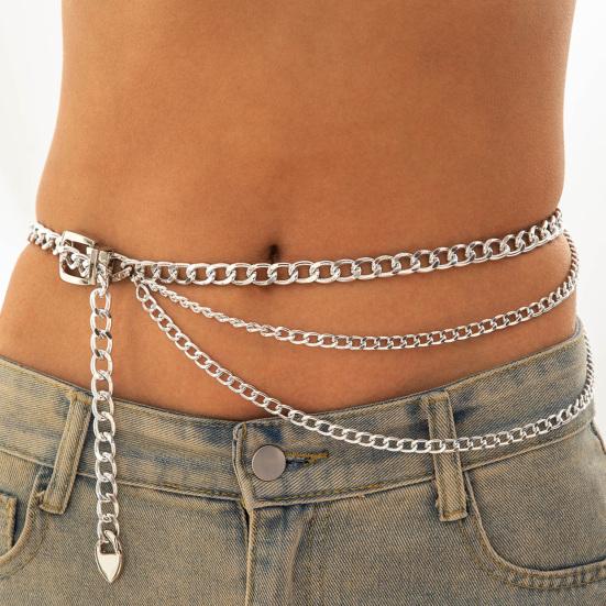 Metal Waist Chain for Women Single/Multi-layer Adjustable Long Chain Belt Body Belly Jewelry for Dresses Jeans Trousers