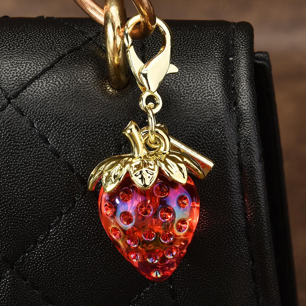 Acrylic Crystal Transparent Strawberry Pendant for DIY Handmade Jewelry and Bags