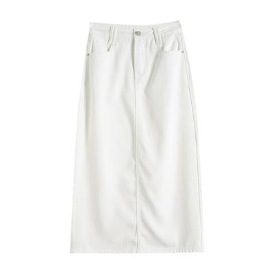 Three-proof White Tennis Denim Skirt for Women Summer High-Waist Slim Small A-line Skirt Midi Skirt Denim Skirt