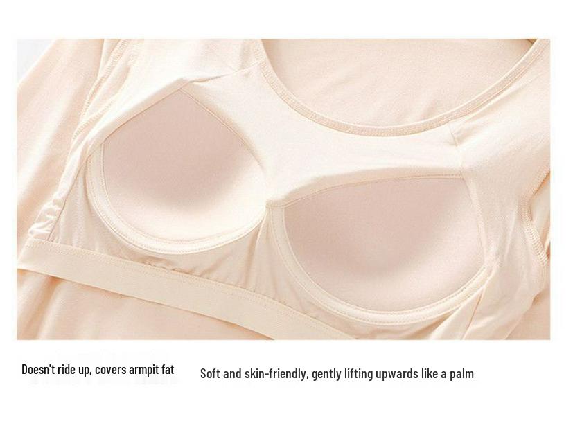 Modal Long Sleeve Thermal Undershirt with Built-in Padded Bra for Women
