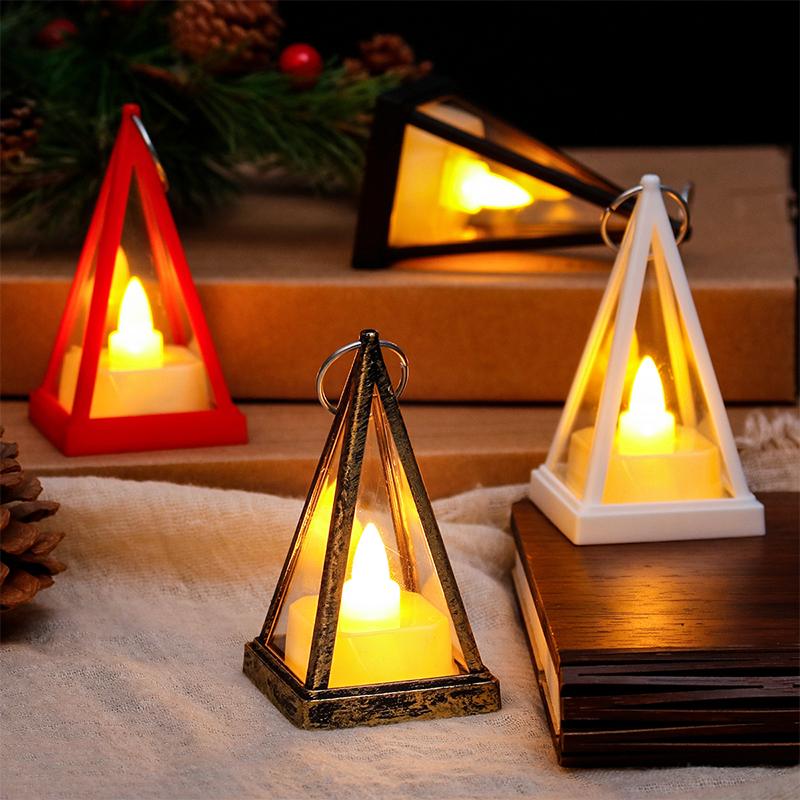 9Cm Mini Led European Triangle Light Simulation Cande Light Dollhouse Miniature Night Lamp Home Model Decor Toy