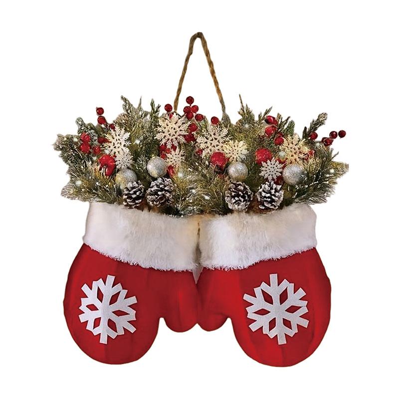 Weihnachtsgirlande Kreativer Handschuhförmiger Künstlicher Blumenkranz Fenster Tür Tor Weihnachtsdekorationen Weihnachten Neujahr Dekorationen