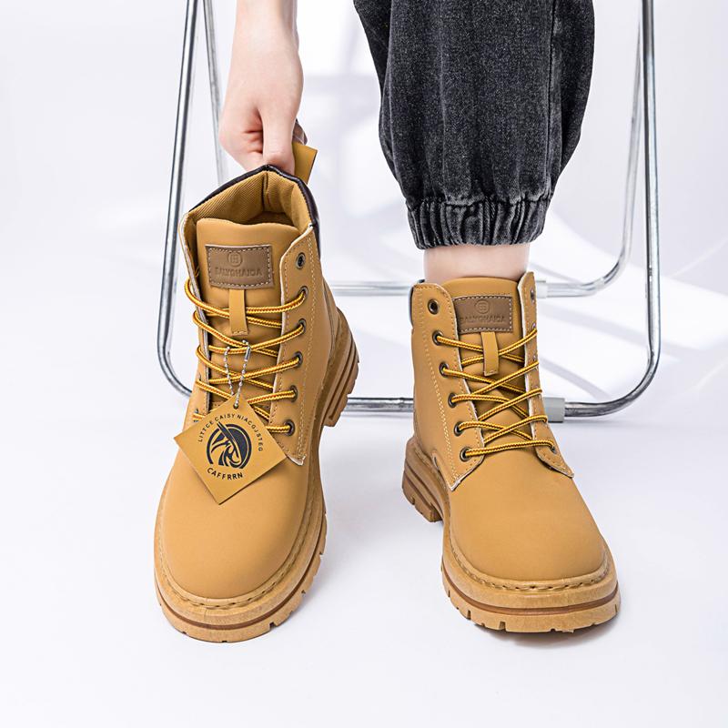 Men's high top casual leather boots spring and autumn outdoor soft sole anti slip comfort workwear boots fashion walking boots