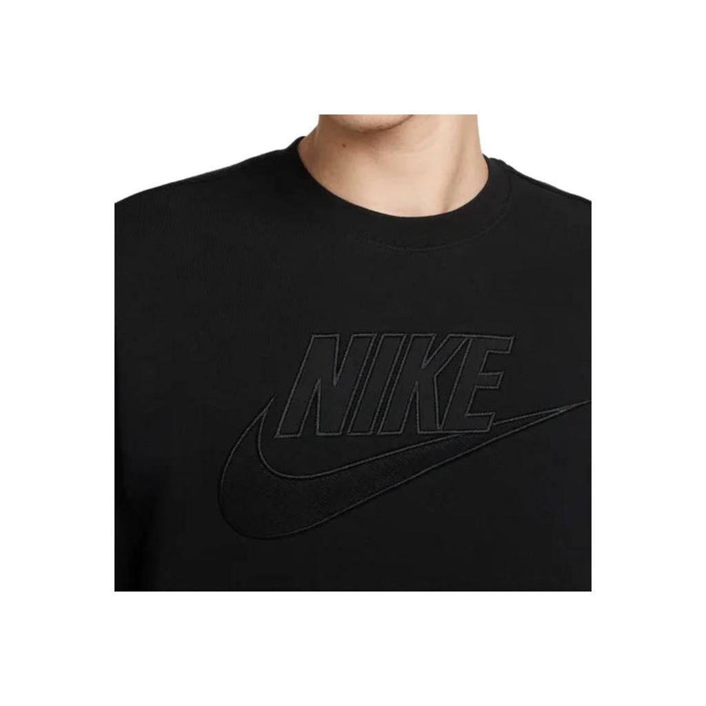 Nike FW22 Logo Print Patchwork Fleece Crewneck Sweatshirt Men Tops Black DQ4584-010