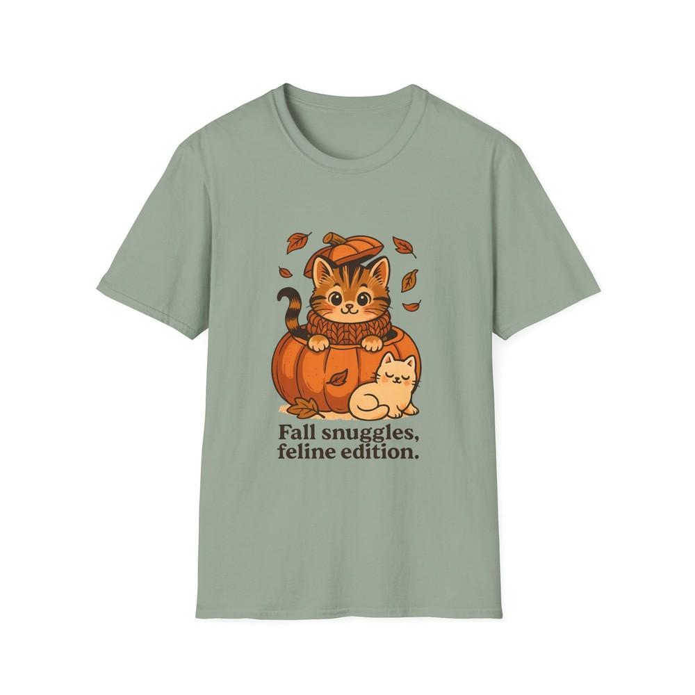 

Unisex Softstyle T-Shirt: Fall Snuggles Feline Edition | Kitten, Cat, Autumn XL