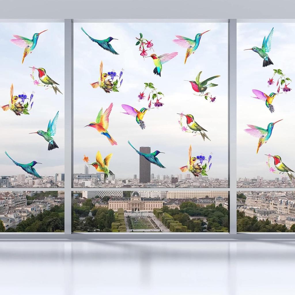 20 Pieces Large Size Hummingbird Window Hummingbird Decals for Windows Anti-Collision Window Clings Decals to Prevent Bird Strikes on Glass Non