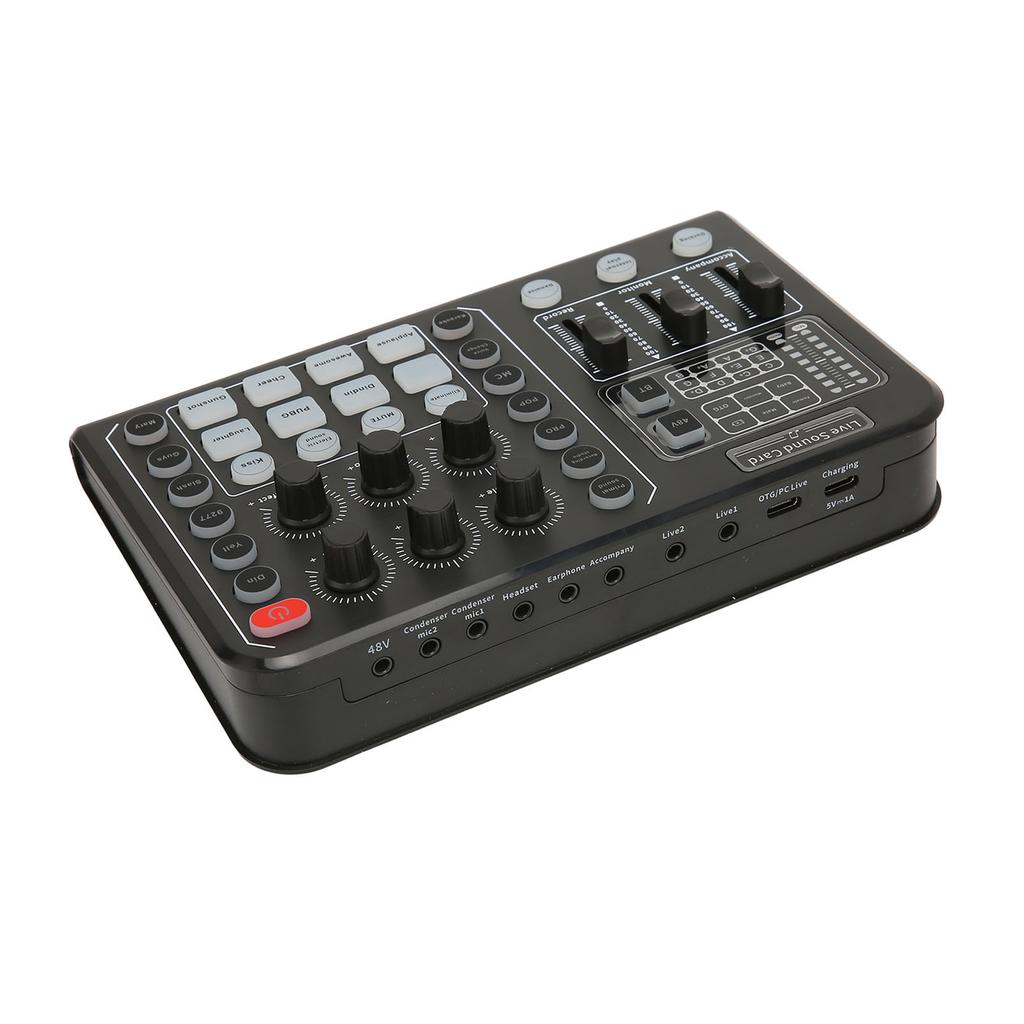 Live Sound Card Noise Reduction Plug and Play Voice Changer Sound Mixer Board for Karaoke Live Recor