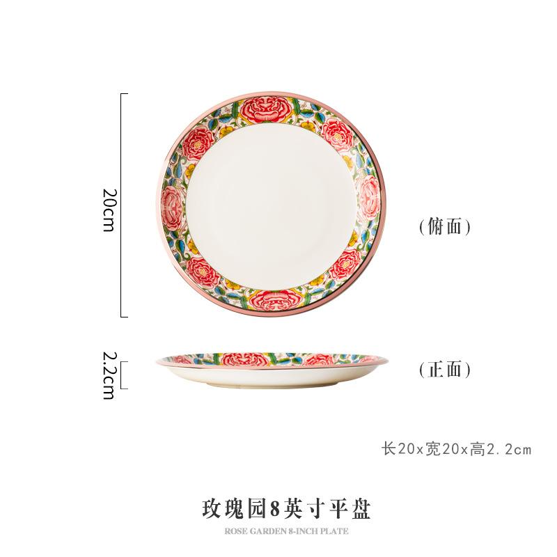 European Ceramic Western Steak Plate Painted Rose Dinner Plate Both That Noodle Bowl Dessert Main Course Dish Kitchen Tableware