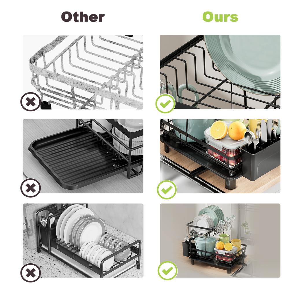 1pc Dish Rack,Kitchen Dish Drying Rack,Kitchen Dish Organizer Rack,2tier Tableware Storage Rack