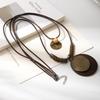 Mori Retro Ethnic Style Wooden Pendant Necklace Jewelry Bohemian Multi-Layer Stacked Long Necklace