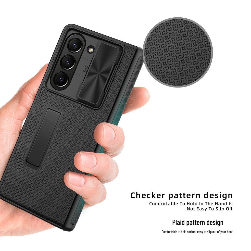 Plaid Leather Phone Case with Invisible Stand for Samsung Z Fold5