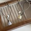 2 Pieces Dual-Layered Heart Pendant Necklace Chain Necklaces Beads Chokers Heart Chain Necklaces Party Jewelry for Girls
