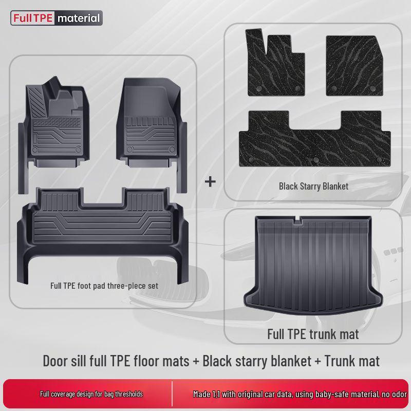 TPE Surround Titanium 7 Car Floor Mats with Leopard Print Door Sill - 2025 Edition