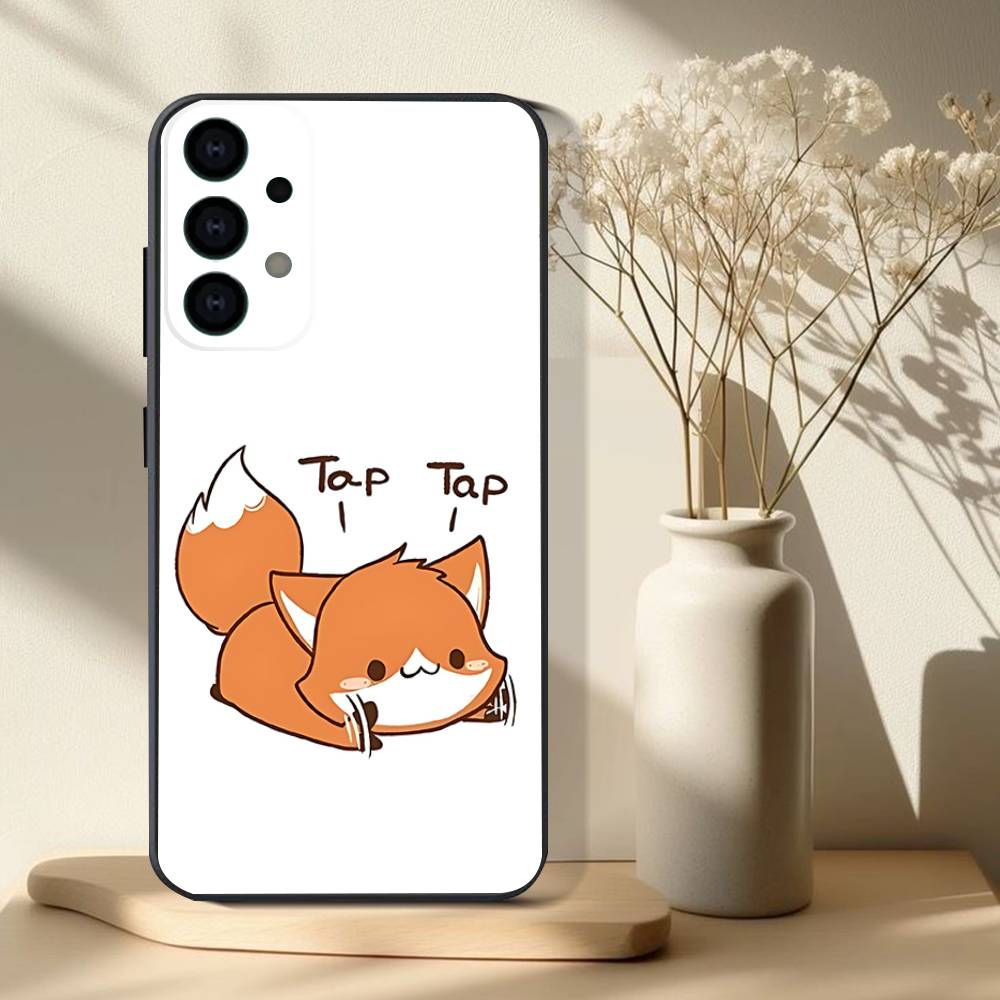 Cute Animal Fox  Phone Case For Samsung S 25,24,23,22,30,21,10,9,Ultra,Plus,Lite,FE,4,5G Black Soft Case