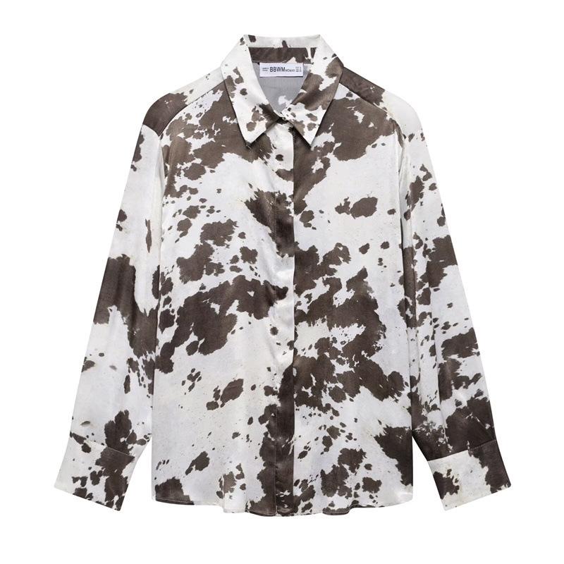 TAOP&ZA Spring/Summer Women's Animal Print Midi Skirt Shirt Set
