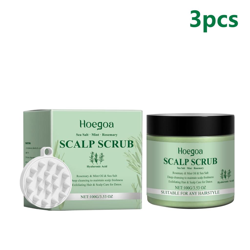 Hoegoa Rosemary Scalp Scrub with Hair Cleaning Brush Oil Control Refreshing Mint Oil Anti-Itch Shampoo Moisturizing Hair Scrub