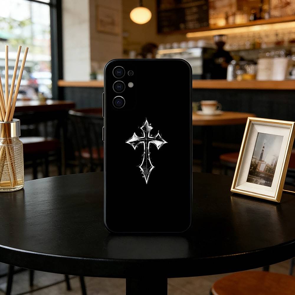 

Cross Phone Case Black Silicone Soft For Samsung S25,S24,S21,S22,S23,S30,Ultra,S20,Plus,Fe,Lite Samsung S105G