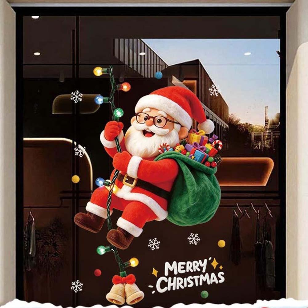 Removable PVC Christmas Window Sticker Glue Free Static Film Clings Shop Boutique
