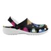 White EVA Clogs with Neon Heart Print, Lightweight Slip On Garden Shoes, Breathable Beach Sandals, Indoor Outdoor Slippers for Men Women