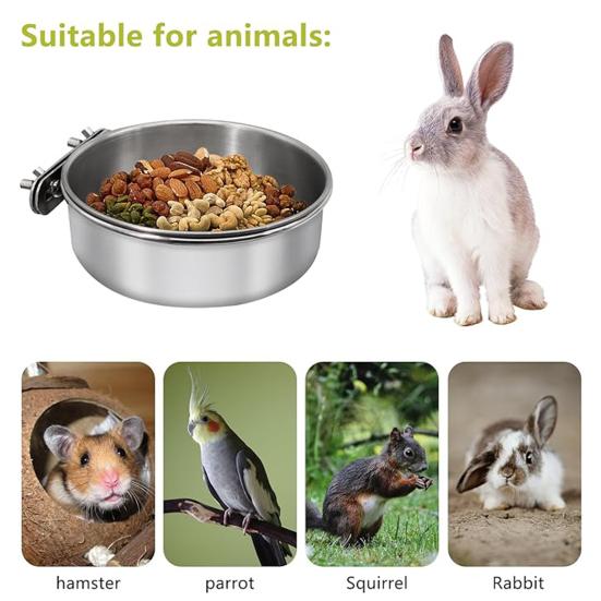 Yousheng 1/2 Stück Kleiner Vogelkäfig Futter Napf mit Klemme Edelstahl Wasser Futter Schale Haustier Futterautomat Käfig Zubehör für Papagei Wellensittich Ara