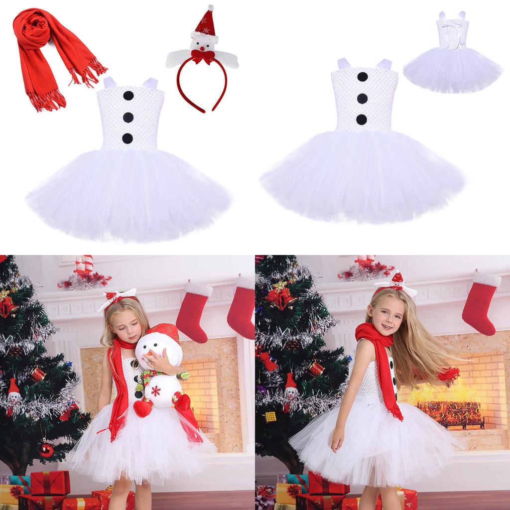 Snow Treasure Princess Girl's Ice And Snow Dance Skirt Christmas Snowman Costume