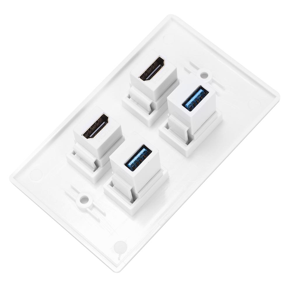 2 HDMI Female To Female Buckle 2USB Buckle Wall Plate Panel for Home Hotel