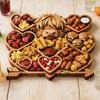 Highland Koe Charcuterieplank Rustieke Serveerplank met Compartimenten Houten Schaal voor Kaas Fruit Snacks Feest
