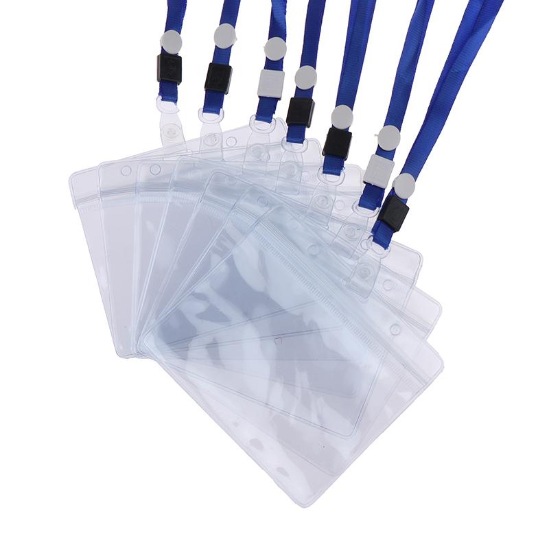 20Pcs Waterproof Sleeve Pouch With Sealing Strip Lanyards Id Badge Holder Plastic Protector Case Clear Pvc Name Plate Card Bag