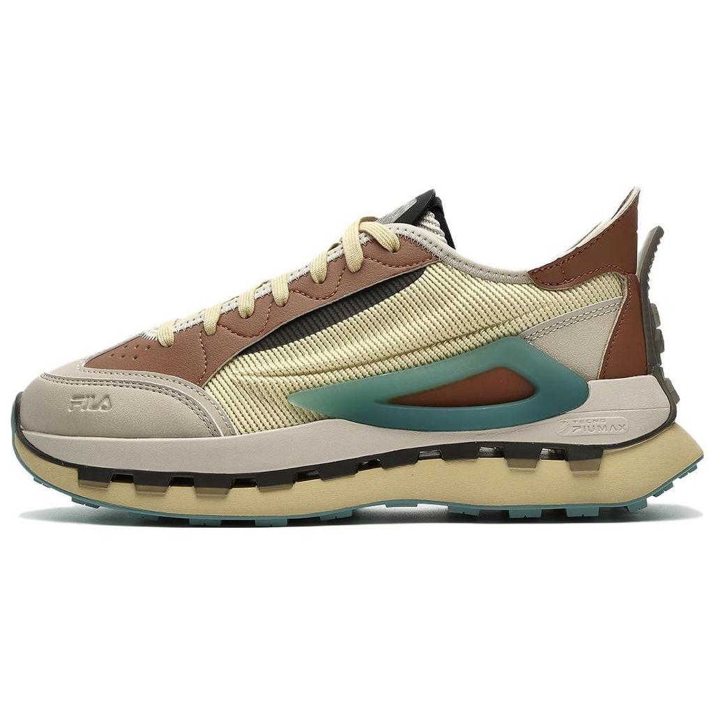 Fila KM Comfortable Fabric Synthetic Leather Cushioning Durable Low-Top Running Shoes Women Sneaker Yellow-Brown F12W333103FST