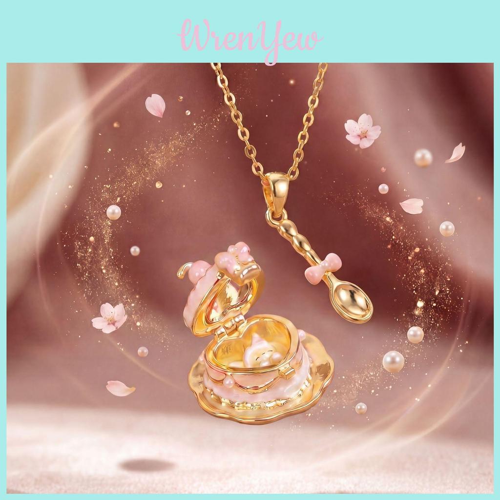 Cartoon Heart Shaped Pendant Necklace With Gold Plating For Casual Wear
