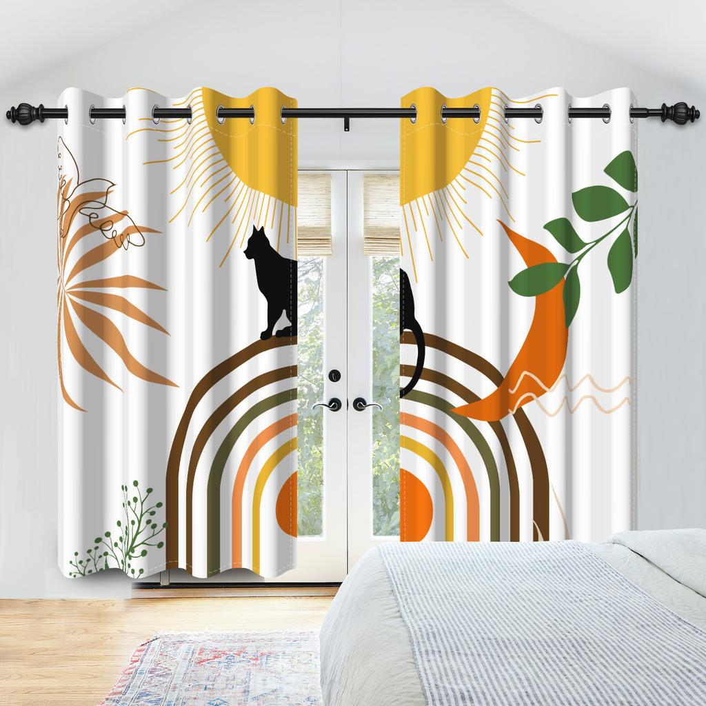 Abstract Blackout Curta Boho Modern Sun Moon Abstract Geometric Design Medieval Minimalism Nordic Polyester Bedroom Curta