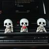 3Pcs Skull Car Air Fresheners Gothic Smiling Skull Car Vent Clip Auto Aromatherapy Diffuser Halloween Car Interior Decoration