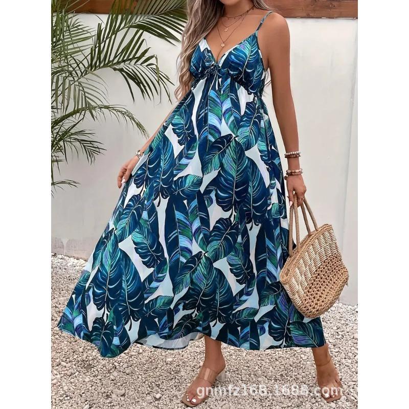 QICED Fashion Summer Spring Sleeveless V-Neck Casual Dresses
