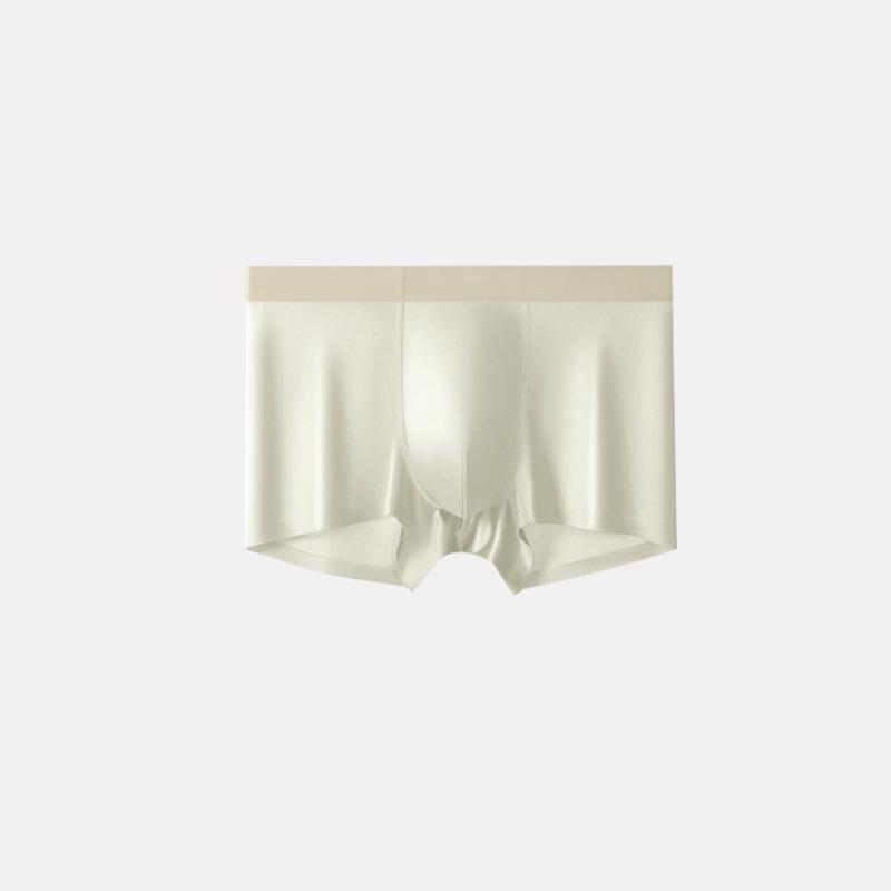 High-End Men's Seamless Boxer Briefs: Light Luxury Satin & Ice Mulberry Silk with Antibacterial Crotch