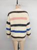 2025 Autumn/Winter Women's Loose Striped V-Neck Knit Sweater