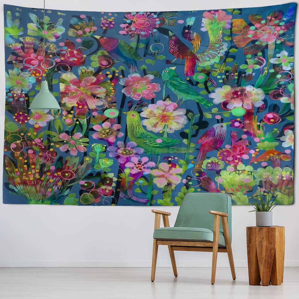 Vintage Art Painting Tapestry Wall Hanging Beach Mat Yoga Mat Sheet Home Decor Plant Animal Art Background Cloth Room Wall Decor