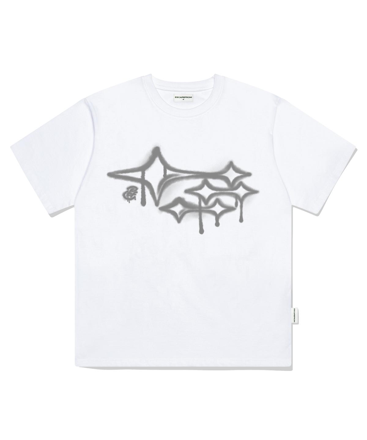 Escape From Graffiti Star Print Oversized Short Sleeve T-Shirt White L