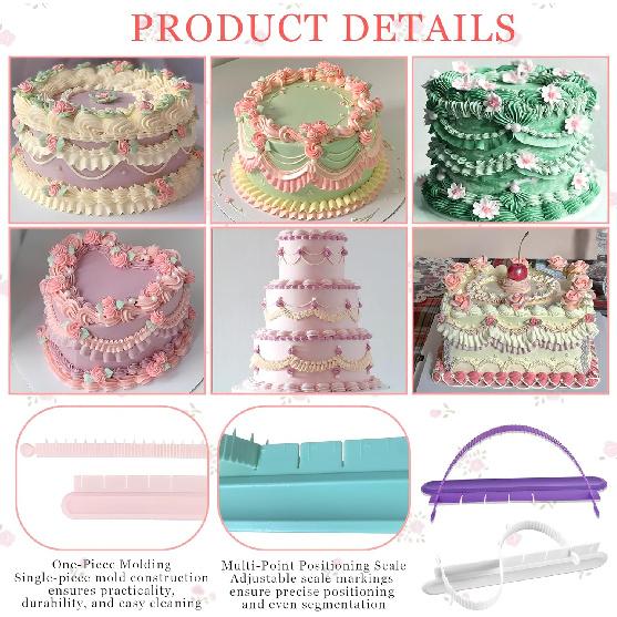 4PCS Cake Arch Guide Tool,Adjustable Fondant Cake Arc Ruler,Practical Baking Writing Swag Guide Gadgets Accessories,Decorative Marking Divider