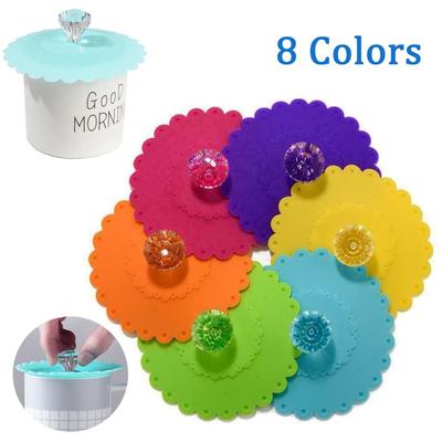 Cute Reusable Coffee Mug Silicone Cup Cover Anti-dust Suction Lid Sealed Cover