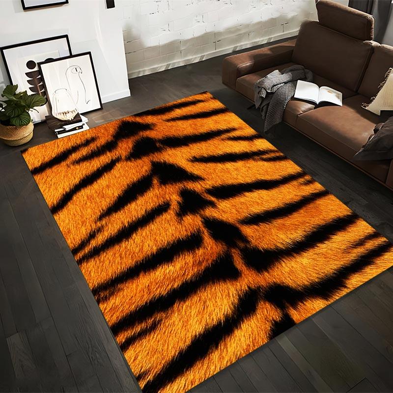 

Soft Tiger Stripe Pattern Carpet – Stylish Orange and Black Rug Decor Suitable for use as an anti-slip for living room bedroom sofas 40x60cm( 15x23in )