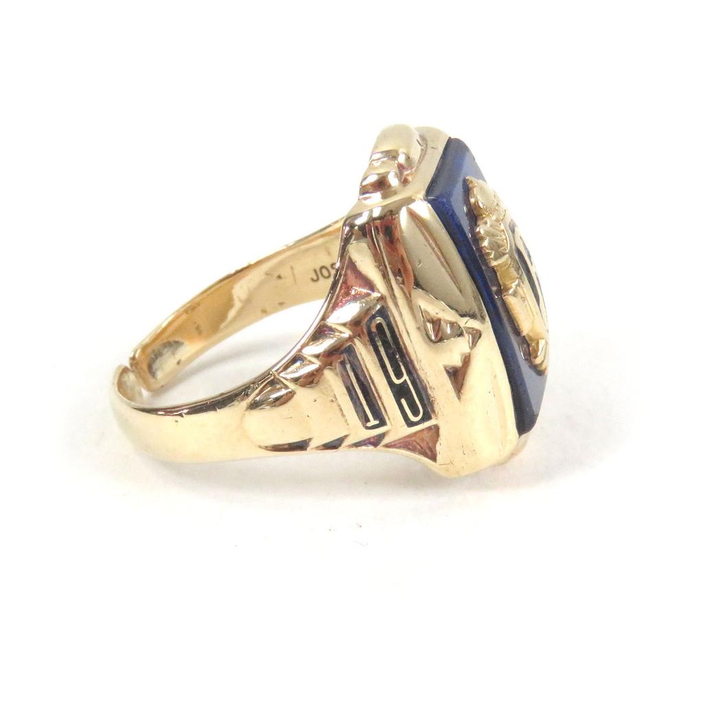 Great JOSTENS Ring 1951 FHS Accessories College Gold Blue 10K Mens Used
