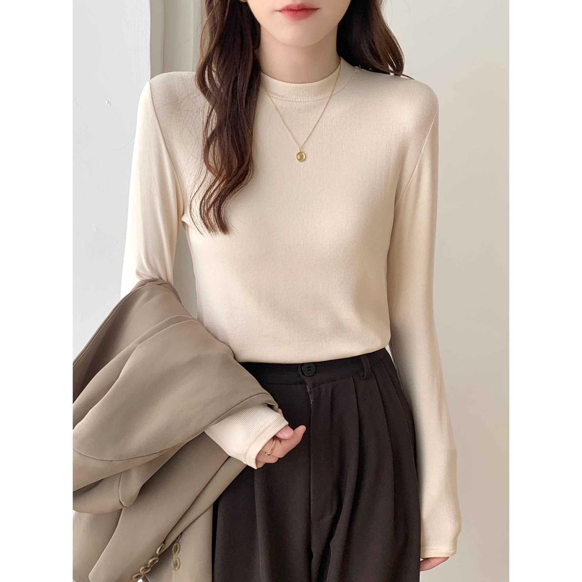 

Women s Solid Color Stand Collar Long Sleeve Base Layer for Autumn/Winter Extra Large