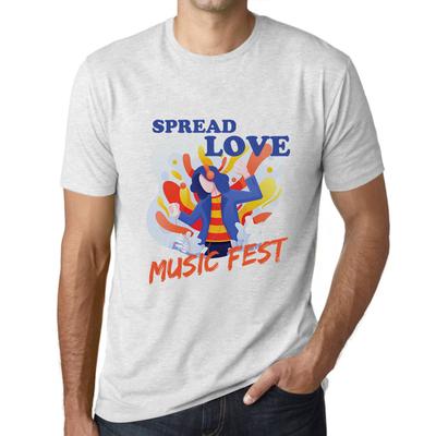 Vyriški marškinėliai su grafiniu paveikslėliu Music Fest Spread Love Vintage White